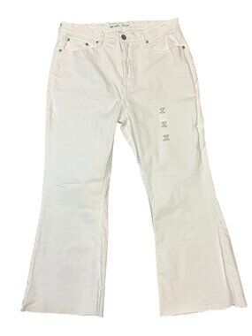 ON 34th Women's Frayed Flare Leg Crop Jeans - Size 12/31 - 26" Inseam - White